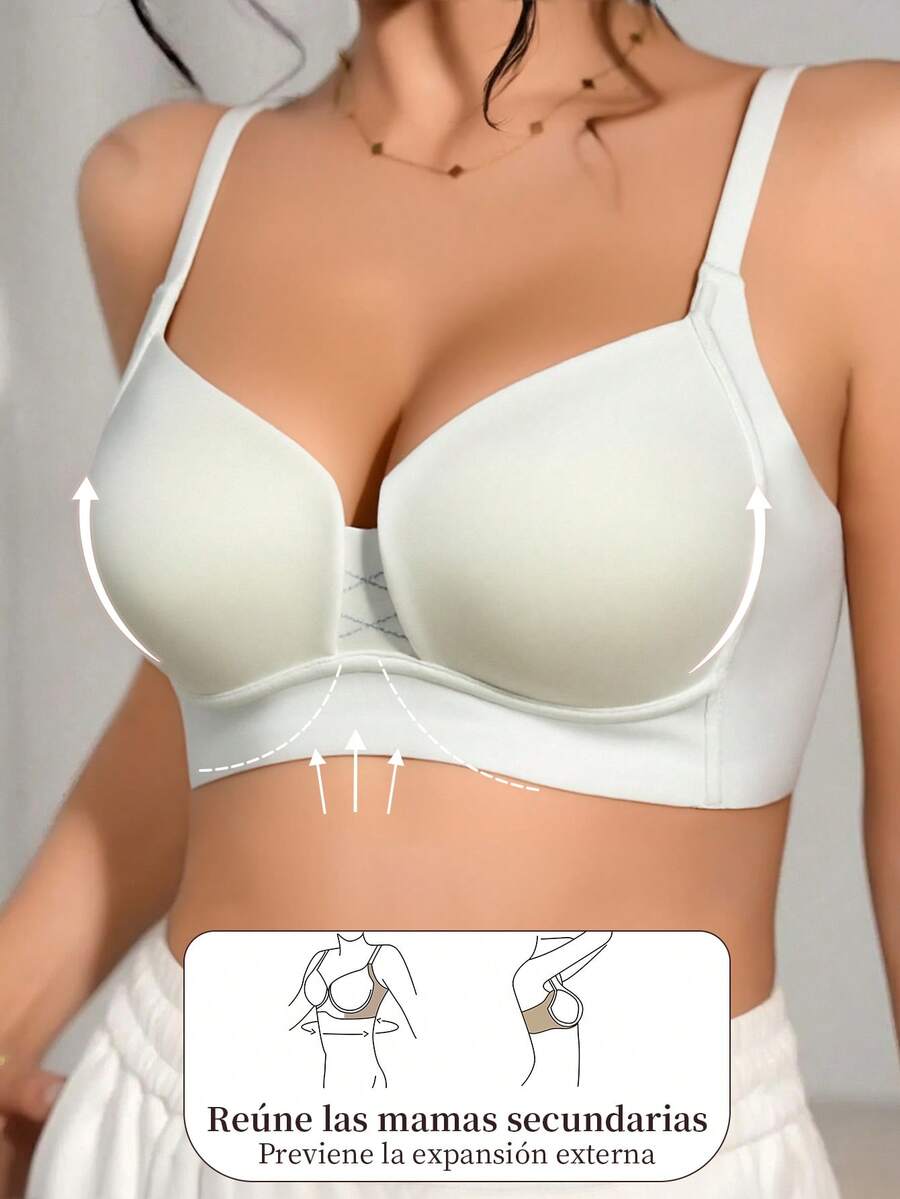 COTOLO Sutiã para mujer de superficie lisa escote en V con detalle de entrelazamiento múltiples ganchos alças ajustables multicolor estilo sexy para uso diário - brassieres de mujer ropa interior de mujer tops de mujer corset brasier push up - Blanco - Ver 1