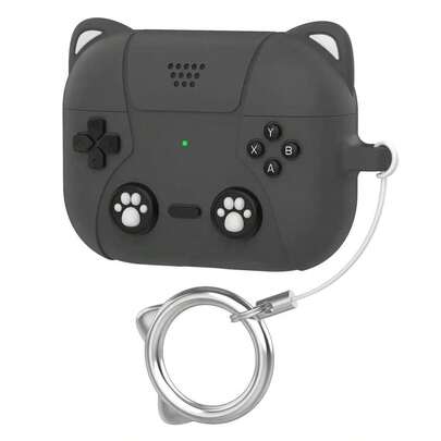 适用于4/3 Pro/2的硅胶卡通耳机保护套，3D可爱猫咪造型