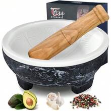 2 Cup Mortar And Pestle Set, World's 1st Lightweight Molcajete Mexicano With Grinding Ridge, High Grinding Efficiency For Guacamole, Spice And Herb, Easy To Clean, Anti-Scratch Protector,24156599 - Multicolor - View 1