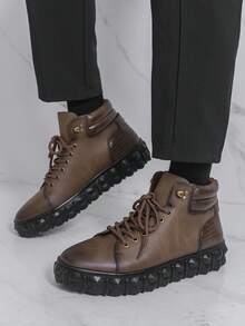 Versatile Korean Style British Wind Solid Color Utility Vintage Lace-Up Boots, Suitable For School, Outdoor, Office, All Seasons - Khaki - View 7