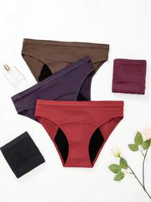 5 Piezas/Lote Bragas femeninas para el período - Tipo no absorbente Ropa interior cómoda a prueba de fugas y lencería fisiológica Pequeña malla transpirable - Multicolor - Ver 5