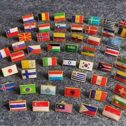 2pcs/Set National Flag Lapel Pin/Elegant Gold Color/ Clothing & Accessories Brooch/Perfectly Suitable For National Events/Festivals And Home Decor/Applicable To Clothing/Bags And Hats/Perfect Accessory For Various Occasions