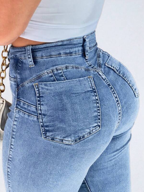 Damen Po-Hebende Jeans, hochelastische Skinny Fit Lange Hose, modisch, geeignet für Date, Pendeln, elegante Freizeitkleidung, vielseitig