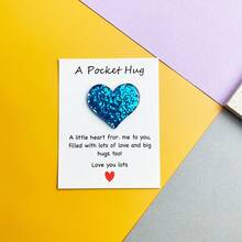 1pc/5pcs/10pcs In Stock Cute Pocket Hug Heart Inspirational Cards, Love Gift, Heart Cards, Motivational Blessing, Glitter Heart Holiday Gift - Multicolor - View 3