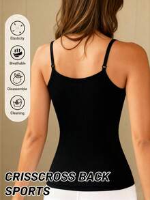 Women's Lace Patchwork Ribbed Camisole, Suitable For Autumn/Winter, Suitable For Casual And Formal Occasions - Comfortable Shaping, Elegant Solid Color Design