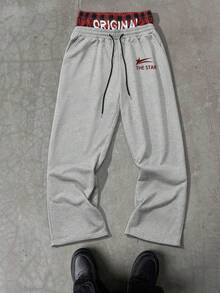 1pc Men's Plaid & Star Print Casual Sweatpants With Dual Waistbands, Suitable For Autumn/Winter