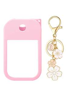 2pcs/1pc (30ml) Hand Sanitizer Spray Bottle Protective Case, 26 Cherry Blossom Letter Pendant, Silicone Spray Bottle Anti-Drop Anti-Collision Protective Cover, Keychain Design, Easy To Carry For Travel, Can Be Hung On Bags, Keys Or Children's Backpacks, Wear-Resistant, Waterproof, Reusable Protective Cover Suitable For Hand Sanitizer Spray Bottle, Travel, Outdoor, Gifts, Halloween Gifts, Christmas Gifts
