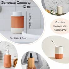 Ceramic Hand Soap Pump Foam Dispenser Terracotta Natural Rippled Bubble Up Bottle 12 Oz With White Pump Bathroom Refillable Dispenser Terracotta 1 Piece - Terracota 1 pieza - Ver 5