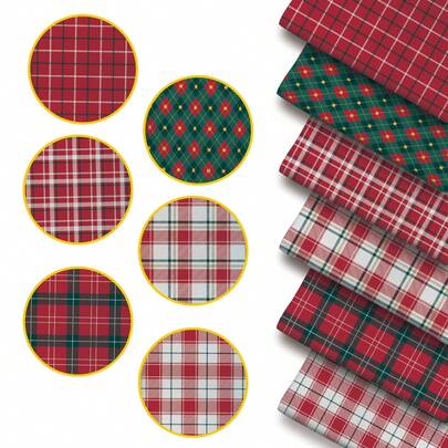 6 pezzi di tessuto pre-tagliato a tema natalizio, materiale in poliestere pelle pesca tessuto, dimensioni 50x48 cm, adatto per artigianato fai-da-te, cucito, realizzazione di cuscini decorativi, vestiti per bambole fatti in casa, scrapbooking e forniture per patchwork (principianti, appassionati di quilting)