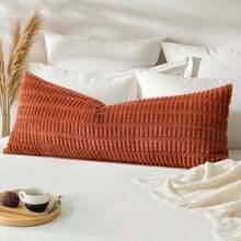 OTOSTAR Corduroy Decorative Lumbar Throw Pillow Cover 14x36 Inch Super Soft Boho Striped Rectangle Pillow Covers Case Modern Cushion Covers For Sofa Couch Bedroom Car Decor Orange - Lạc đà - Xem 2