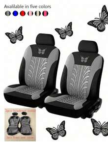 Juego de 9 piezas de fundas para asientos de coche para todas las estaciones - Tela de poliéster texturizada con relieve diagonal antideslizante para asientos delanteros y traseros - Fácil de instalar y limpiar - Adecuado para una variedad de modelos de coche, incluyendo sedán, SUV, etc. - Multicolor - Ver 18