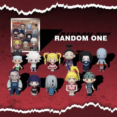 Viz Media 1 Stück offiziell lizenzierte  3D PVC Schlüsselanhänger, zufälliges Motiv mit Gon, Killua, Bisky, Nobunaga, Feitan, Bonolenov, Franklin, Kalluto, Kortopi, muskulöser Bisky und Ging, süßer Anime-Charakter Taschenbeutel-Clip, Sammlerstück, Dekoration, Geschenk für Fans und Freunde zu Weihnachten, Halloween