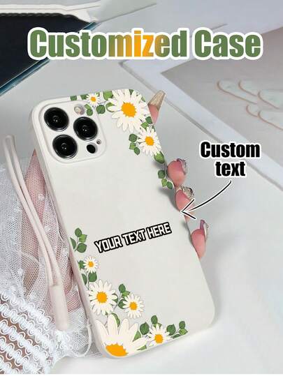 1pc Customizable White TPU Phone Case With Floral Print Background & 1pc White Silicone Lanyard, Shockproof Phone Cover Compatible With Apple/Android Phones Such As , Galaxy A51 4G, A52, A52s 5G, S23 Ultra, A13 4G, A12, S22 Ultra, OPPO A54, Galaxy A54