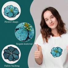 6 Pcs Sequins Flower Beaded Patches Clothing Colorful Handmade Floral Embroidery Patch Applique Clothes Flower Decorated Motifs Sew On Clothes Garment Accessory - 最初的 - 查看 5