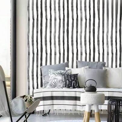 1 卷黑白条纹自粘墙纸加厚防水可剥离可拆卸接触纸适用于客厅厨房卧室和宿舍易于安装 DIY 家具翻新墙纸 17.7 英寸 X 39.3/118.1/196.8 英寸