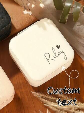 Personalisierte Namens-Schmuckbox, anpassbare klassische rechteckige Schmuckbox mit Stoffauskleidung und Reißverschluss, multifunktionale Brautjungfer Geschenkbox, Weihnachtsgeschenk, Halloween Geschenk, Schmuckorganizer | Herz-Detail Design | Stoffauskleidung, Schmuckgeschenkbox, Schmuckbox