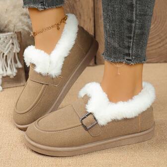 Zapatos planos casuales de unicolor con para mujer, para exteriores en invierno