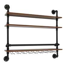 SanBouSi Wine Storage Display Rack 3-Tier Wall Mount Wine Rack Wine Rack Wall Mounted - Black - View 7