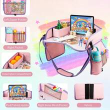 1pc Portable Travel Drawing Board, Kids Car Seat Tray Table, Foldable Storage Desk, Suitable For Car Travel And Art Activities - Multicolor - View 5