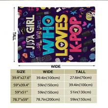 1pc Ultra-Soft K-Inspired Flannel Throw Blanket - Twin Size K-Drama Girl Group & Artist Design With Music Notes & Korean Phrases - All-Season Couch, Bed, Camping Blanket Fans - K-Lovers, Bed Cover, Pattern, Plush Fabric, Cozy Material, Home Decorators - Multicolor - View 9