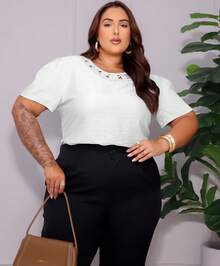 Women's Plus Size Embroidered Party Shirt Blouse - White - View 2