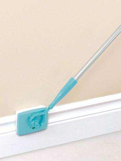 1-Piece Handle Mop With 2 Reusable Sponges, Suitable For Wet And Dry Cleaning - Ergonomic Handle With Reusable Fabric, Ideal For Cleaning Baseboards, Window Tracks, Furniture, And Dust Removal. Perfect For Bathroom, Kitchen, And Household Cleaning.