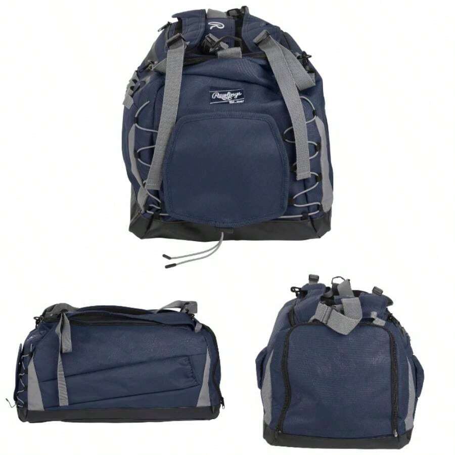 Bolsa para mochila de lona con compartimentos para bisbol y sftbol color negro resistente y duradero - Una talla + marino - Ver 1