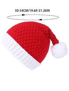 1 pezzo Cappello di Babbo Natale in peluche con bordo bianco classico, berretto natalizio per bambini per eventi festivi, cappello invernale festivo con pompon morbido per foto di famiglia, eventi in chiesa, recite scolastiche e decorazioni per l'albero di Natale - 1PC - Visualizzare 3