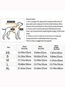 秋冬加厚狗狗连帽外套，防风，纽扣设计，牵引绳环，适合中小型犬 - 彩色 - 查看 3
