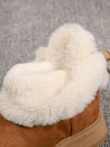 Botas de nieve de suela gruesa con lazo de unicolor, 2025. Botas cortas de invierno para mujer, acolchadas y cálidas para fiestas/uso casual, para ir al trabajo/esquí al aire libre con forro térmico antideslizante