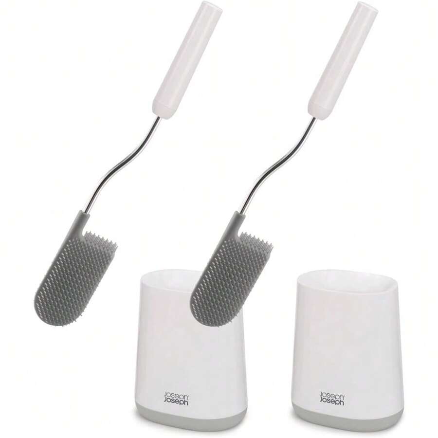 Joseph Joseph Toilet Brush With Slim Holder Flexible Anti-Drip, Grey/White - 灰色/白色 - 查看 1