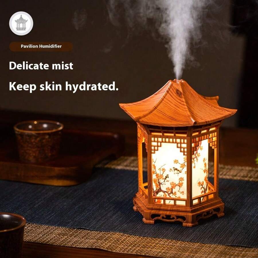160ml Household Mini Ultrasonic Mist Humidifier With Night Light, Warm & Cool Light Switchable, Desktop Decor, Christmas Gift - Multicolor - View 1