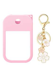 2pcs/1pc (30ml) Hand Sanitizer Spray Bottle Protective Case, 26 Cherry Blossom Letter Pendant, Silicone Spray Bottle Anti-Drop Anti-Collision Protective Cover, Keychain Design, Easy To Carry For Travel, Can Be Hung On Bags, Keys Or Children's Backpacks, Wear-Resistant, Waterproof, Reusable Protective Cover Suitable For Hand Sanitizer Spray Bottle, Travel, Outdoor, Gifts, Halloween Gifts, Christmas Gifts