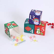 1Set Christmas Advent Calendar Boxes 24 Days Advent Countdown Gift Boxes Christmas Cardboard Number Empty Boxes Xmas Holiday Decoration For Fill Your Own Gift Box Xmas Gifts - Red - View 3