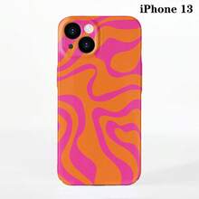 1 件极简主义电影不对称拼布图案硬质手机壳，表面光滑，适用于 11/12/13/14/15/16 Pro Max - 彩色 - 查看 69