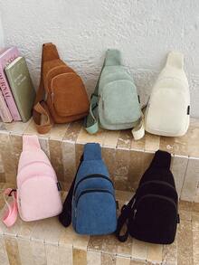 1 Stück Cord Hüfttasche, modisch und vielseitig mit doppellagiger Reißverschlusstasche, verstellbarer Schultergurt, geeignet für Teenager-Mädchen, weibliche Studenten, Erstsemester und Büroarbeiter, sehr geeignet für Büro, Uni, Arbeit, Geschäft, Pendeln, Outdoor, Reisen, Ausflüge, Einschulung College-Stil Hüfttasche