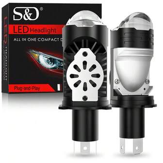  S&D H4 LED Lens Projector Headlight Canbus Canbus 80W 25000LM H4 LED Light Blubs For Car Double Light High /Low Beam Lens Head Lamp