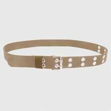 Cinturón de nailon para mujer con hebilla plateada - Marrón - Marrón - Ver 2