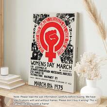 1 pieza Póster de lienzo, reimpresión del póster de un mitin político, póster del Día de la Mujer de marzo de 1975, arte de pared para sala de estar, decoración de pared para dormitorio, decoración del hogar, acentos de pared, arte de pared, decoración de pared, decoración de otoño, acentos de pared, decoración de habitación, moderno, citas