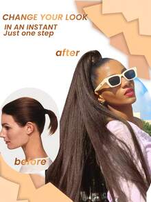 直发环绕马尾接发棕色雷米真人发夹丝滑直发马尾接发日常使用易于佩戴的马尾接发女士