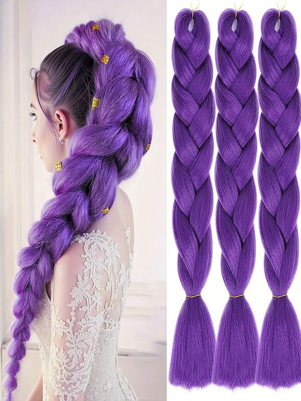 1pc Lumi Braided Wig, Hunter Demon Wig, Pre-Braided Purple Synthetic Wig, Suitable For Braiding, Cosplay, Christmas Role Play, Costume Party, Christmas, New Year, Anime Cosplay, Party Outfit. Due To Long Transportation Time, Some Hair May Appear Disheveled And Cannot Be Avoided.