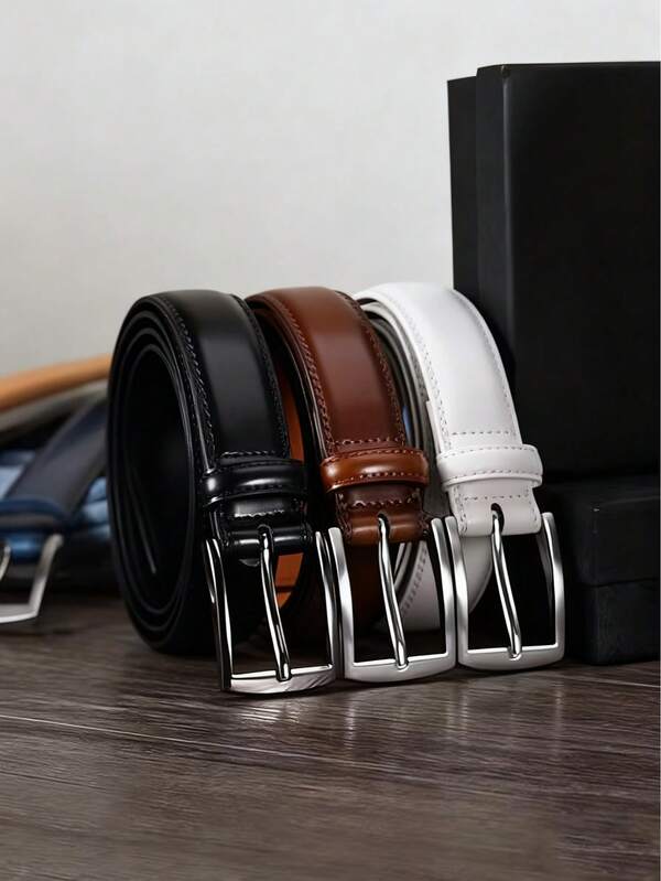 1pc Business Formal Casual Leather Belt, Soft Texture, Suitable For Dress Shirts, Trousers, Jeans, Formal Wear, Daily Life, Holidays, Leisure, Commuting, Workplace, Gatherings, Walks, Ideal For Business Professionals, Can Be A Gift For Men