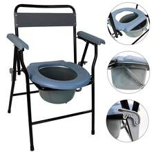 Folding Steel Commode Chair Portable Toilet With Safety Lock And 9 Litre Pail UK - Default - View 7
