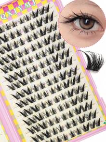 252pcs Of Segmented Oblique Flying And Nine Tailed Rabbit False Eyelashes With Thick Natural Simulation Eyelashes, Segmented Non Detachable Novice Plain Face Self-Adhesive Eyelashes Are Suitable For Daily Wear Or Occasions, And Can Be Reused - D - 查看 3
