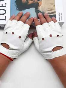 زوج من قفازات نصف الأصابع بطراز بانك، قفازات للدراجات الهوائية والدراجات النارية للاستخدام الخارجي - الأسود - مشاهدة 6