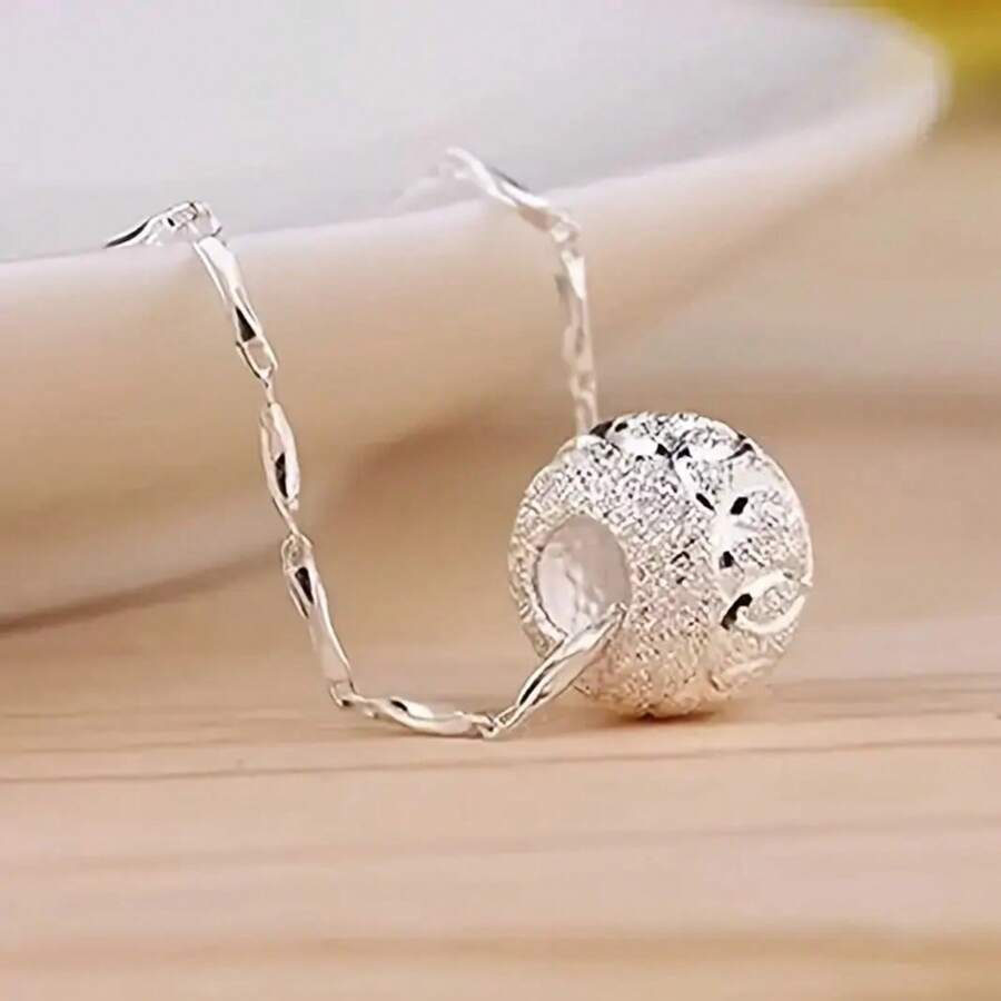 Elegant Spinning Bead Pendant, 1 Piece, Durable And Cute Jewelry, Suitable For Christmas Gifts And Birthday Gifts - 銀色 - 查看 1