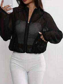 Women's Quick-Dry Mesh Yoga Jacket - Long Sleeve, Half Zip, Loose Fit Activewear Top For Running & Fitness