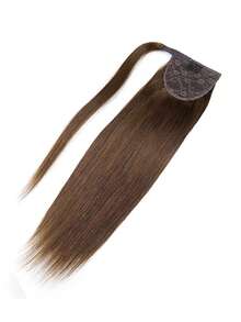 直发环绕马尾接发棕色雷米真人发夹丝滑直发马尾接发日常使用易于佩戴的马尾接发女士