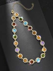 1 chiếc vòng cổ trang trí đá Rhinstone nhiều màu Bohemian, vòng cổ chuỗi hoa hướng dương mùa hè quyến rũ, vòng cổ pha lê lấp lánh nhiều màu, quà tặng trang sức cho phụ nữ và trẻ em gái, phụ kiện trang trí vòng cổ, quà tặng tiệc sinh nhật ngày lễ cho trẻ em gái, ngày lễ tình nhân, mẹ, mẹ, ngày của mẹ, quà tặng - Vàng - Xem 7
