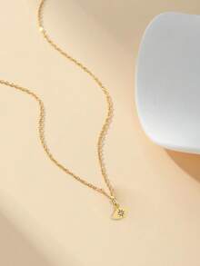 1件S925纯银极简主义女士吊坠配饰 - 精致的心形和八角星吊坠项链，搭配锁骨链，适合日常佩戴，也是送给女朋友的理想礼物 - 項鍊 - 查看 5